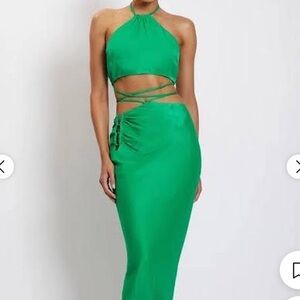 Green Halter Cutout Dress